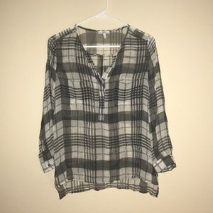 Sheer plaid blouse